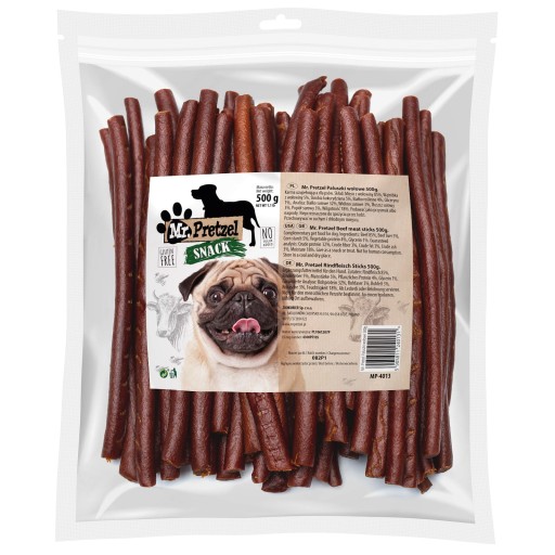 Pochúťka, maškrta pre psov Mäkké hovädzie tyčinky (90%) Mr.Pretzel 500g