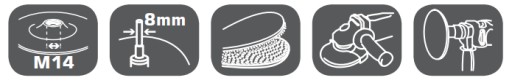 Kotúč fi=125 mm, suchý zips, závit M14 + 8 mm adaptér PROLINE (27037)