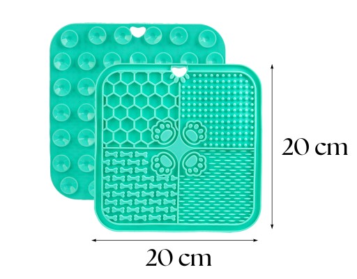LIZOVACIA PODLOŽKA podnos pre psov 20x20cm ANTISTRESOVÁ veľká XL TYRKYSOVÁ