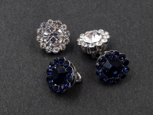 9mm Ozdobné gombíky 1ks STRIEBORNÉ zirkóny TMAVÁ NÁMORNÍCKA MODRÁ OZ14 8173