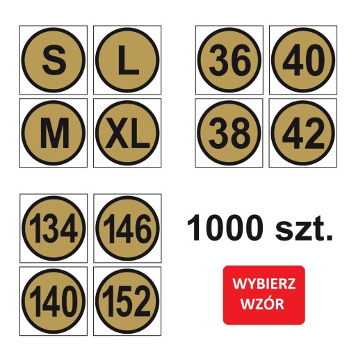 Nálepky s LABEL Veľkosť na oblečenie 1000x