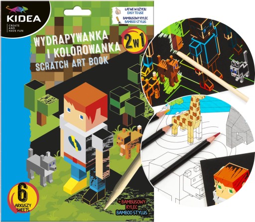 MINECRAFT Hra na vyfarbenie Scratch s bambusovým stylusom Kidea