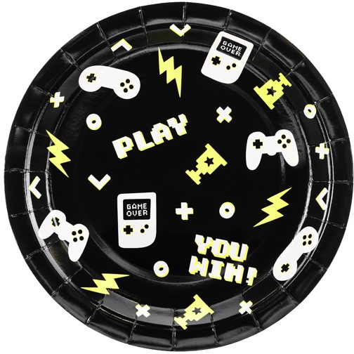 Papierové taniere GAMEPADS Hra GAMING Narodeniny 6 kusov 23 cm