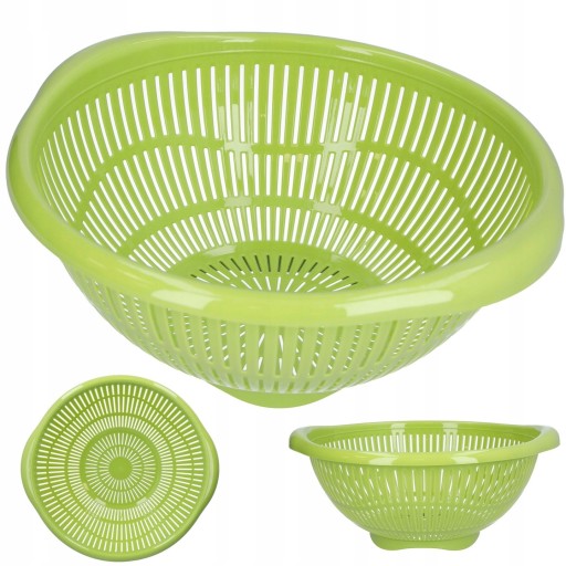 CEDNÍK Kuchynský cedník s rúčkami, plastový, priemer 29 cm, zelený, na zeleninu