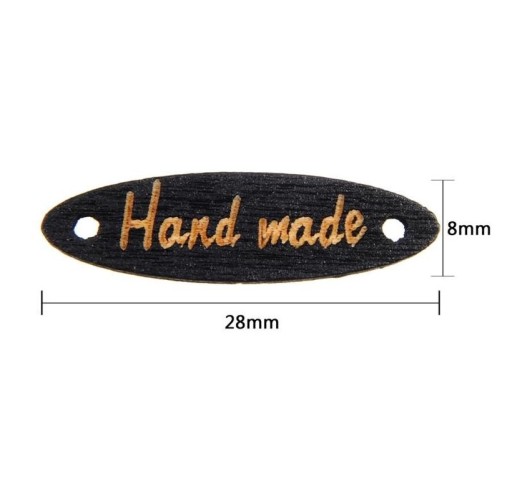 Drevená etiketa HAND MADE čierna 5 KS 1769