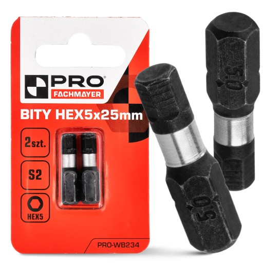 Nárazový bit HEX5 Nárazové bity 25mm | Nárazový bit pre skrutkovač 2 ks.