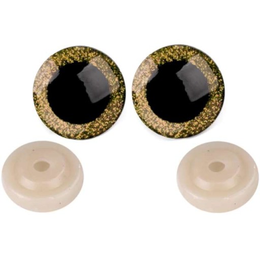Bezpečné zlaté GLITTER EYES 25 mm PLYŠ