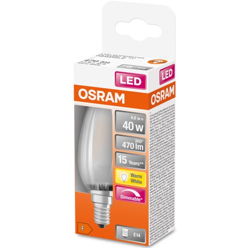 E14 B35 LED žiarovka 4,8W 2700K Stmievateľná OSRAM