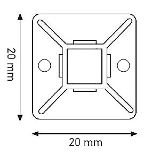 Držiak káblovej pásky na UV pásku 20x20 mm Čierna 10 ks.