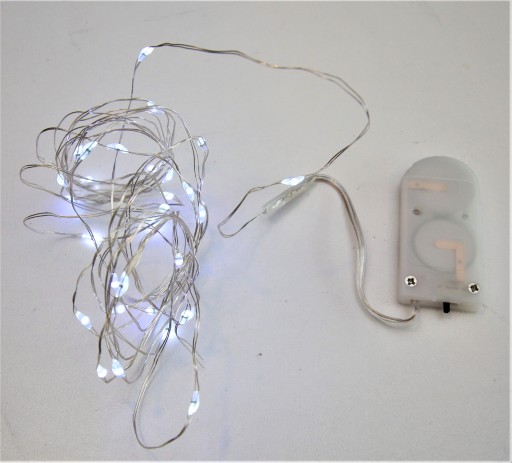 DRÔTOVÉ LAMPY 30 LED BATÉRIÍ BIELE SVETLO 3m