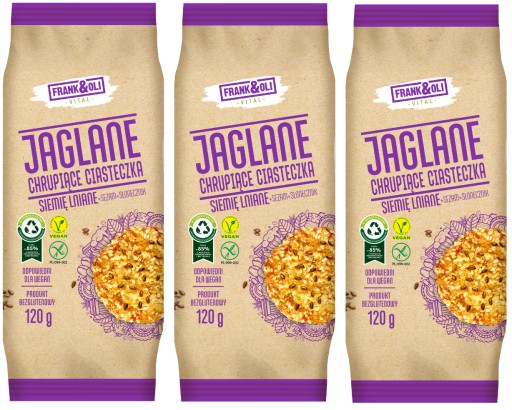 3x Frank&Oli Cookies jáhlové sušienky 120g