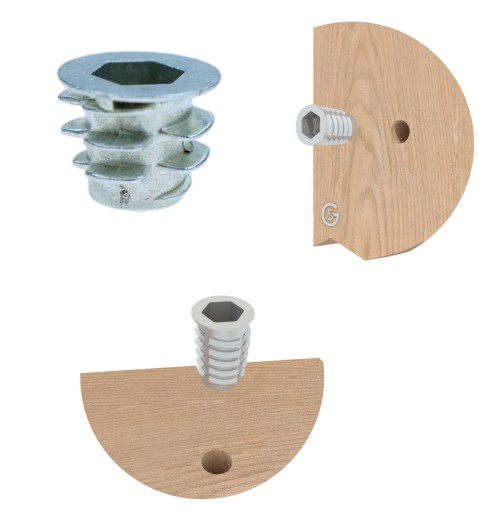 Oceľová nábytková vložka 100x M6 x 10 mm skrutkovaná do dreva, typ DC