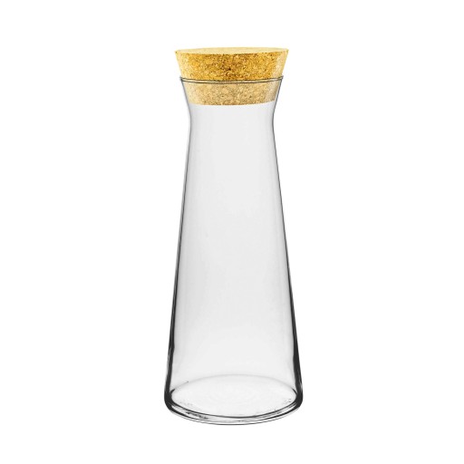 Trend Glass Emma sklenená karafa s prírodným korkom, 1L, na vodu, studené nápoje