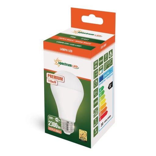 20W LED GLS E-27 230V PREMIUM WW žiarovka A65 2300lm WOJ+14488