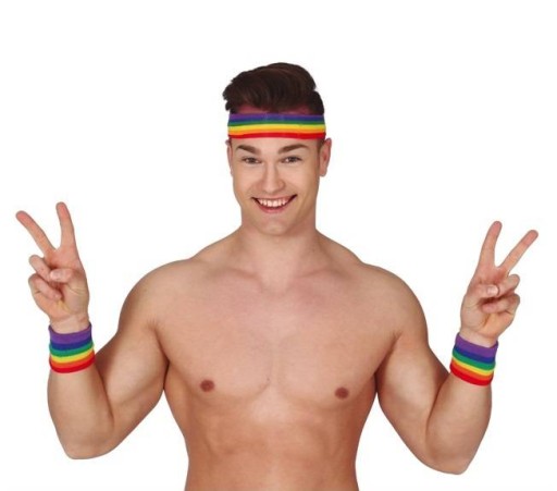 SET FAREBNÝCH DÚHOVÝCH PÁSOV, FROTÉ, LGBT, 80. ROKY