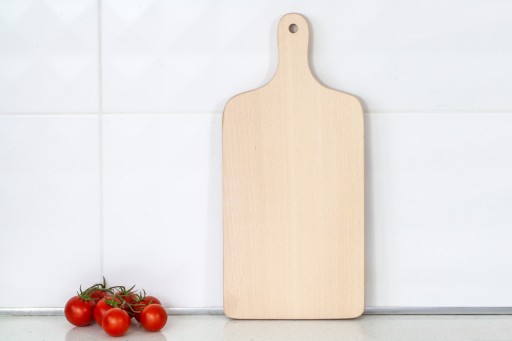 Buková doska na krájanie s rúčkou 30x14 cm