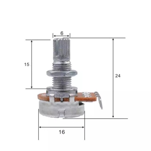 Lineárny potenciometer TONE B250K - 15 mm