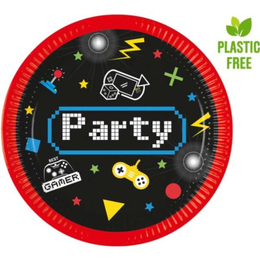 GAMING PARTY papierové taniere, VENTILÁTOR HER, 23 cm
