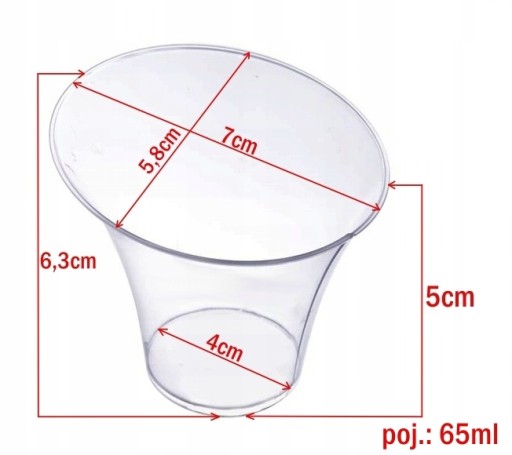 Plastové nádoby na zákusky, OVÁLNE dezertné poháre, 65 ml, 20 ks