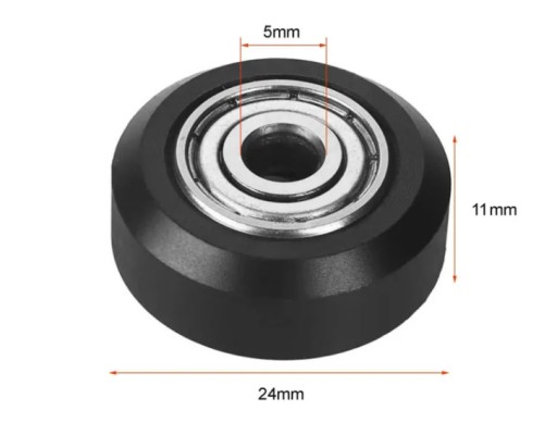 Vodiaca kladka / vodiace koliesko vozíka s drážkou v tvare V 24x5x11 mm