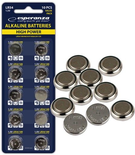 ESPERANZA ALKALICKÉ BATÉRIE LR54 AG10 LR1130 L1131 RW89 D189 VÝKONNÝ 10 KS