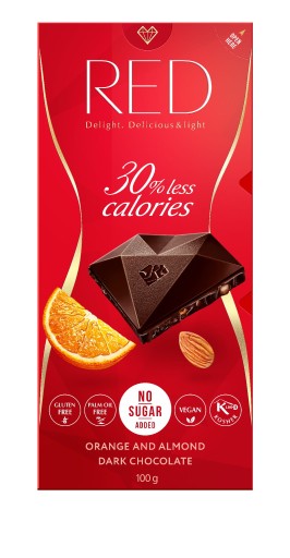 Červená tmavá čokoláda oranžová mandľa 100g
