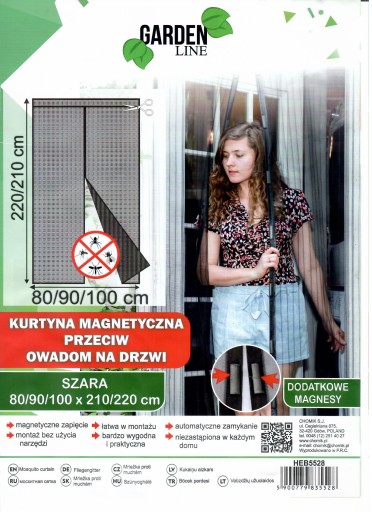 SIEŤKA NA DVERE MAGNETICKÁ ZÁCLONA TESNÁ 6v1 100x220cm