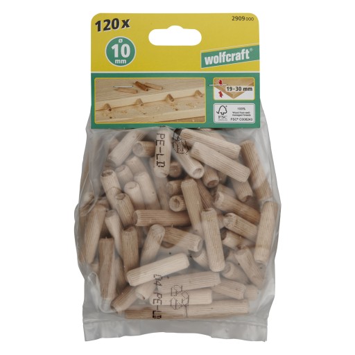 Drevené hmoždinky 10 mm 120 ks wolfcraft 2909000