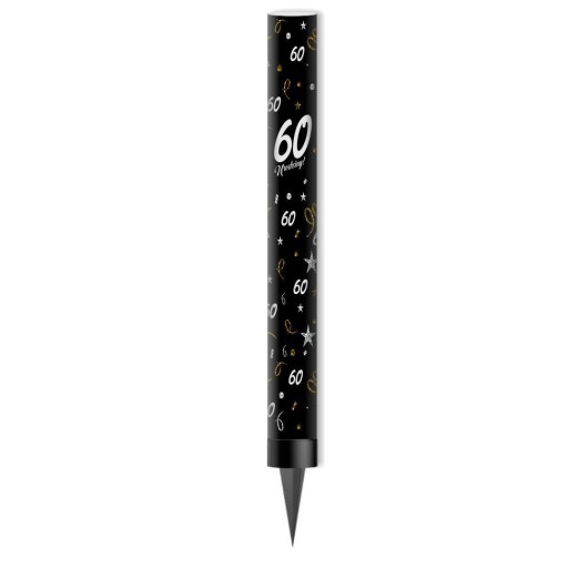 ČIERNA torta fontána svetlice 60th BIRTHDAY streamery hviezdy dekorácia 18cm
