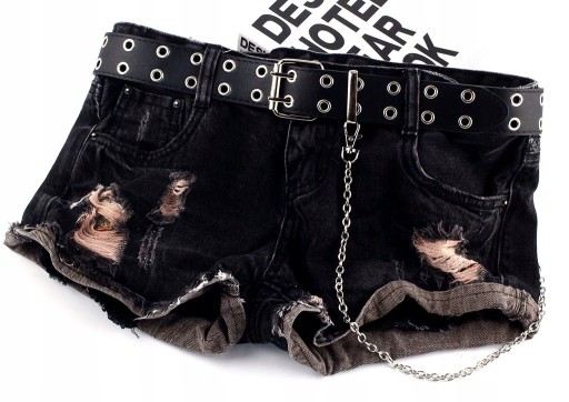 Čierny kožený dámsky opasok Punk Silver Reťaz