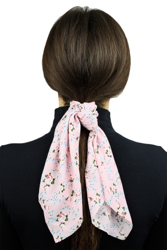 RUŽOVÁ VLASOVÁ RUBA S KVETY SCRUNCHIE