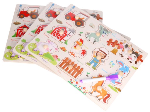 Drevené puzzle FARMA + doska 2v1 4454