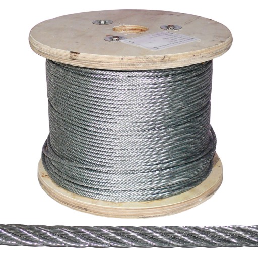 1m lano oceľové lanko 5mm výplet 6x7+FC pozinkované - narežeme na mieru
