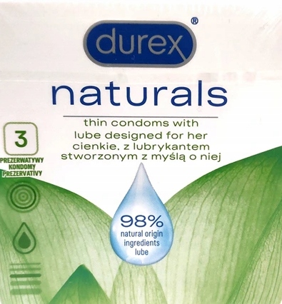 DUREX Naturals prírodné tenké kondómy 3 ks