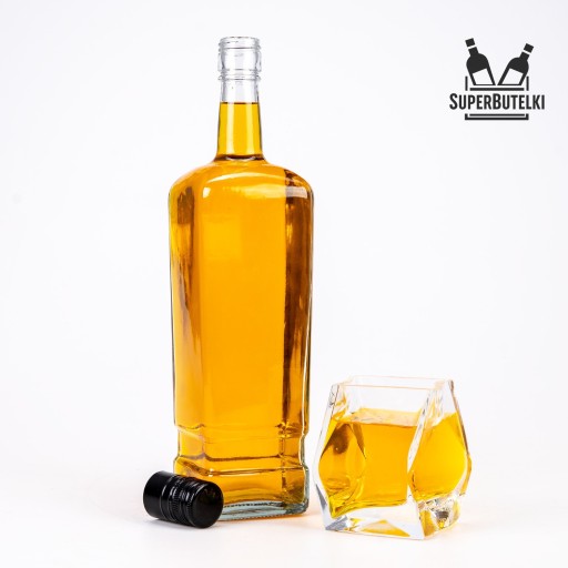 Walker SKLENENÁ FĽAŠA 1000 ml 1L na whisky moonshine víno vodka šťavy likér