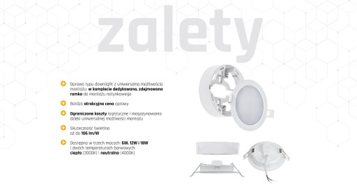 Prisadené LED stropné svietidlo 2v1 okrúhle 6W 3000K 750lm IP20