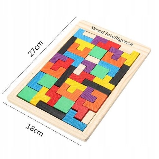 Drevené puzzle Tetris Jigsaw Blocks 40 ks Logická hra TANGRAM