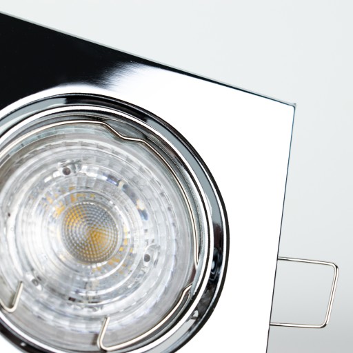 SADA Štvorcovej HALOGÉNOVEJ ŽIAROVKY, CHROME EDO + LED ŽIAROVKA