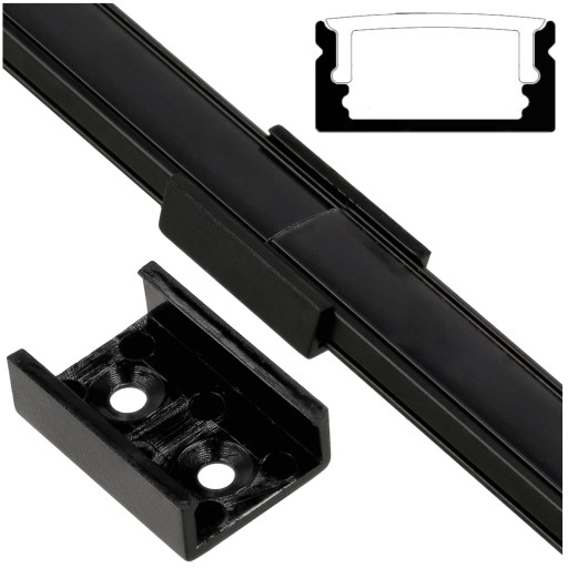 Držiak na priame profily, LED Black Connector, na montáž a pripojenie profilov