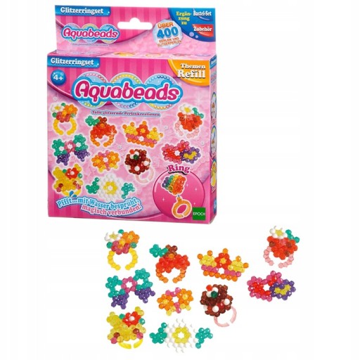 Farebné lesklé prstene Aquabeads