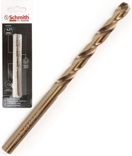 KOBALTOVÝ KOVOVÝ VRTÁK 6,2mm HSS-Co PRE LIATINU OCEL SILNÝ SCHMITH