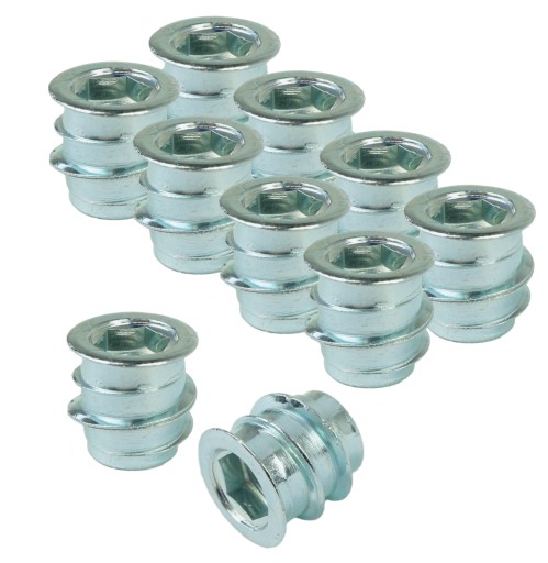 10x M6 x 12 mm nástrčná vložka, nábytková vložka do dreva, s imbusovým kľúčom 6