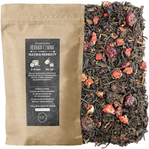 Čierny čaj BRUSNICE S JAHODOU 50g yunnan
