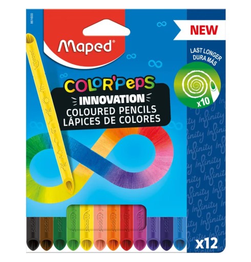 Detské pastelky MAPED bez ostrenia, 12 farieb
