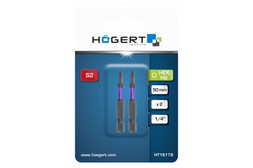 Skrutkovací bit Hogert 6 mm s imbusovým kľúčom, 2x príklep