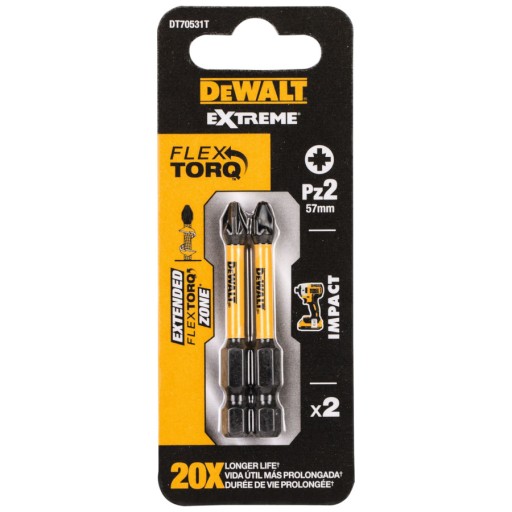 Nárazové bity DEWALT Pz2 50mm 1/4 2ks. DT70531T