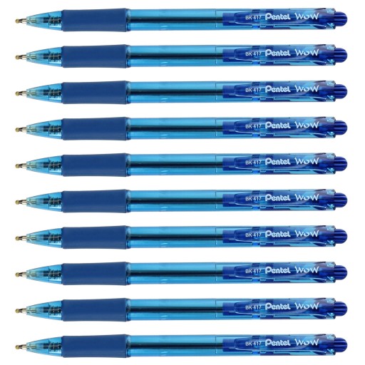 Pentel BK417 modré výsuvné guľôčkové pero - 10 ks