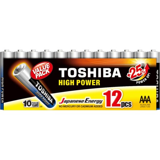 12x 1,5V alkalické batérie TOSHIBA AAA LR03 MP-12-12