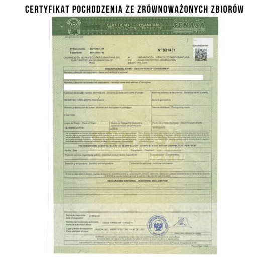 PALO SANTO prírodné kadidlo I CERTIFIKÁT DRUHU Posvätný strom Peru 50g