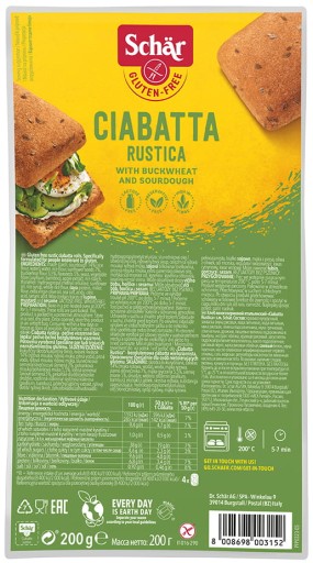 SCHAR Rustica Ciabatta, viaczrnná, bezlepková, 200g